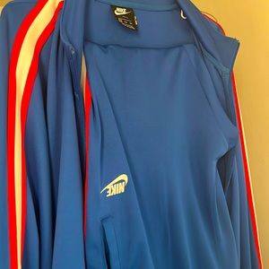 (MEN) Blue Sweatsuit With Red/White Stripes